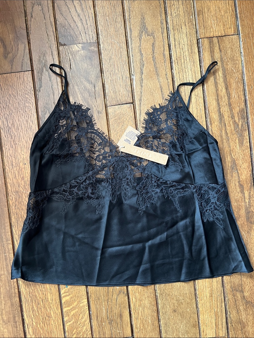 SKIMS Black Silk Lace Cami Top Size Small NWT NEW RELEASE